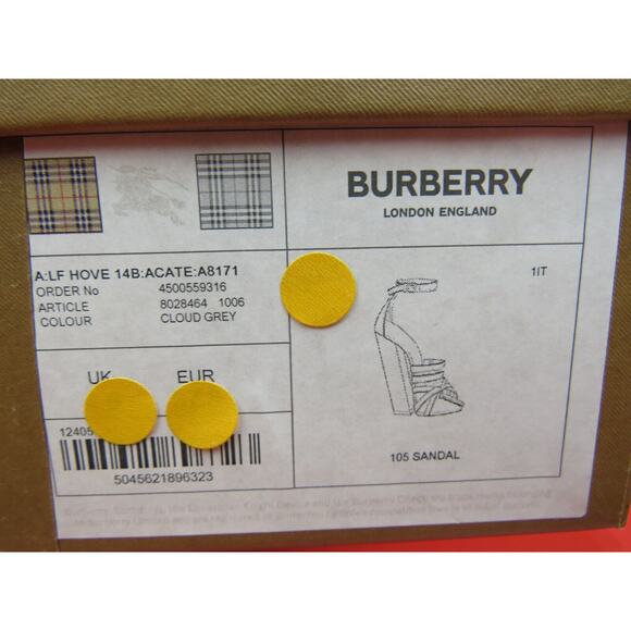 NIB BURBERRY HOVE CLOUD GRAY LEATHER BUCKLE ANKLE STRAP THONG SANDALS PUMPS 37.5 - Picture 12 of 12